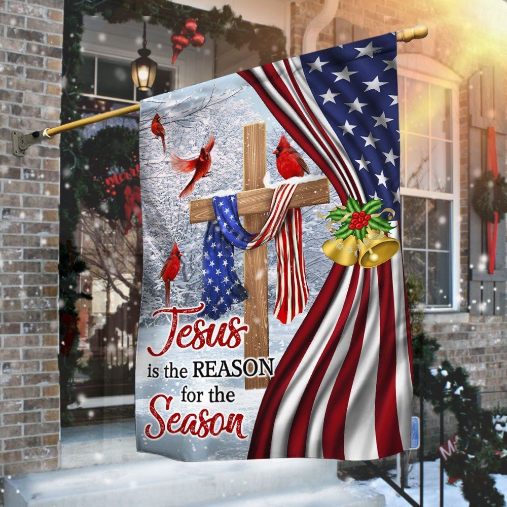 Jesus Christ Cross Flag Jesus is The Reason for Season Christmas Flag, Christian Christmas House Flag, Christmas Outdoor Decor Ideas