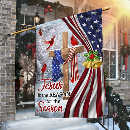 Jesus Christ Cross Flag Jesus is The Reason for Season Christmas Flag, Christian Christmas House Flag, Christmas Outdoor Decor Ideas