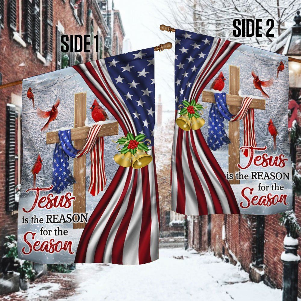 Jesus Christ Cross Flag Jesus is The Reason for Season Christmas Flag, Christian Christmas House Flag, Christmas Outdoor Decor Ideas