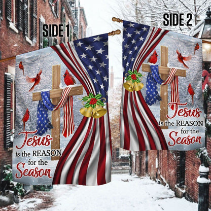 Jesus Christ Cross Flag Jesus is The Reason for Season Christmas Flag, Christian Christmas House Flag, Christmas Outdoor Decor Ideas