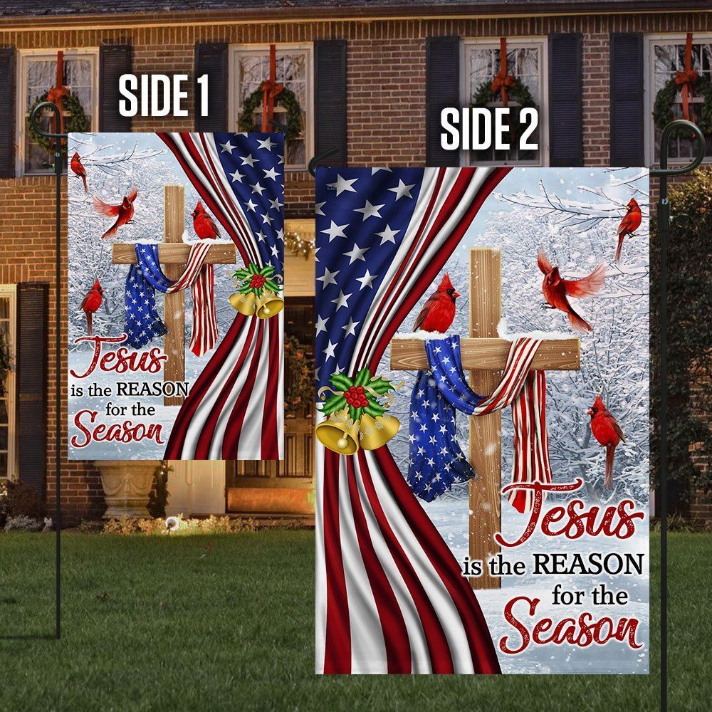 Jesus Christ Cross Flag Jesus is The Reason for Season Christmas Flag, Christian Christmas House Flag, Christmas Outdoor Decor Ideas