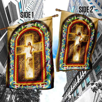 Jesus Christ Cross Flag, Outdoor Christian House Flag, Christian Flag, Scripture Flag, Garden Banner