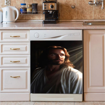 Jesus Christ Crown Of Thorns Dishwasher Cover, Jesus Portrait Dishwasher Stickers, Christian Kitchen Decor