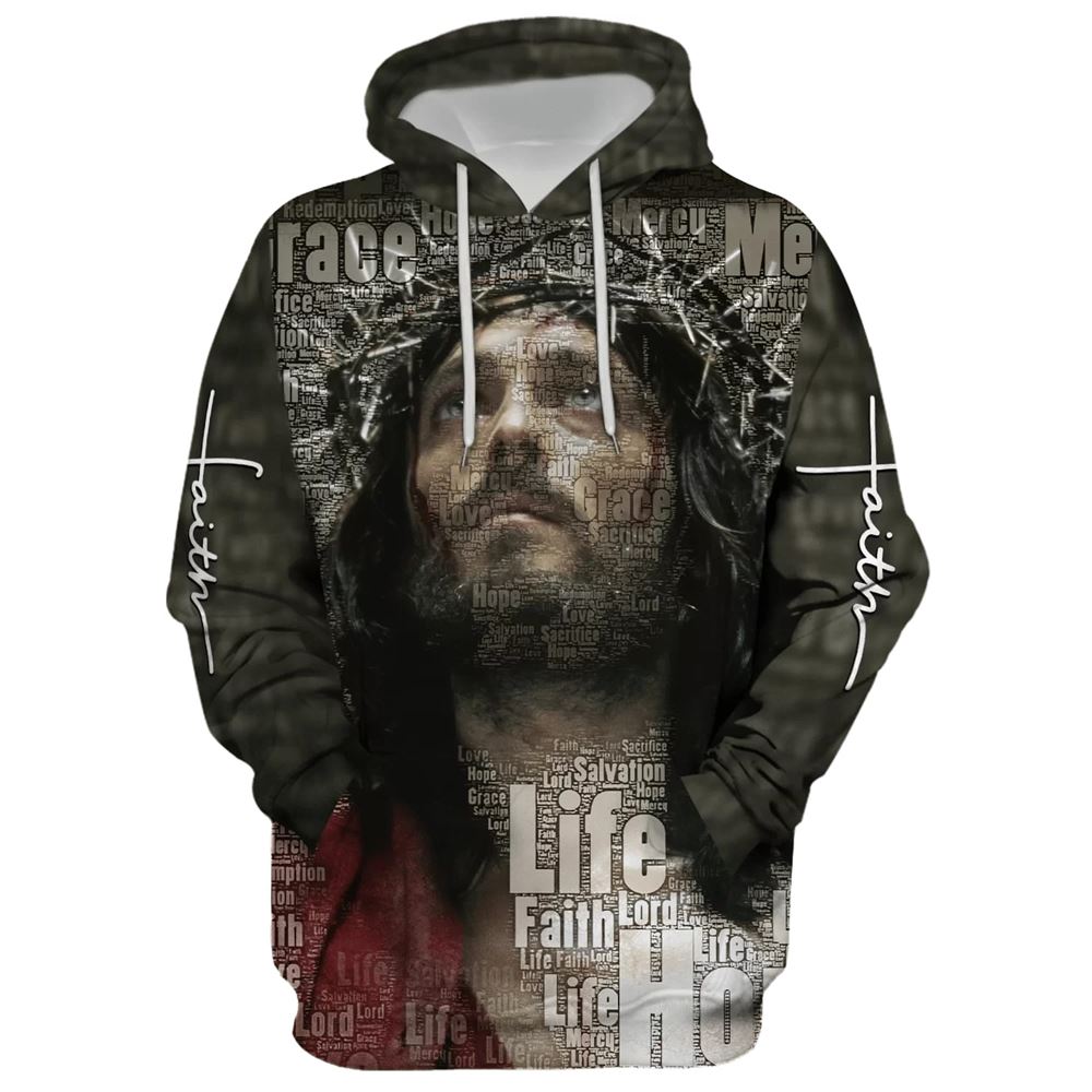 Jesus Christ Crown Of Thorns Hoodie For Men & Women, God 3D Printed Hoodie, Christian Apparel Hoodies