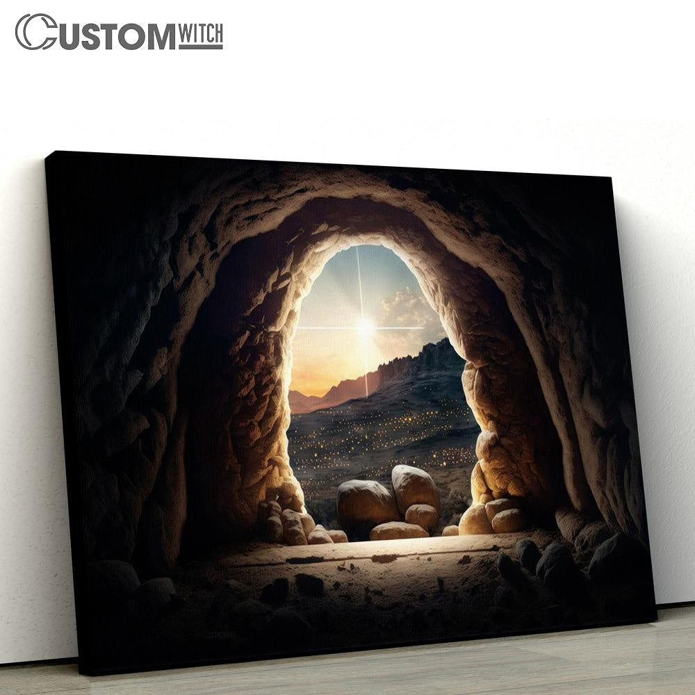 Jesus Christ Easter Empty Tomb Resurrection Canvas Pictures - Faith Art - Christian Canvas Wall Art Decor