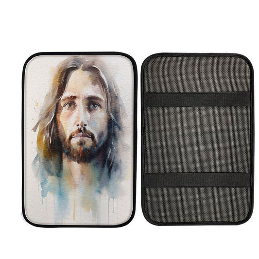 Jesus Christ Facing Forward And Looking Straight Ah Car Center Console Cover, Christian Car Armrest Accessories