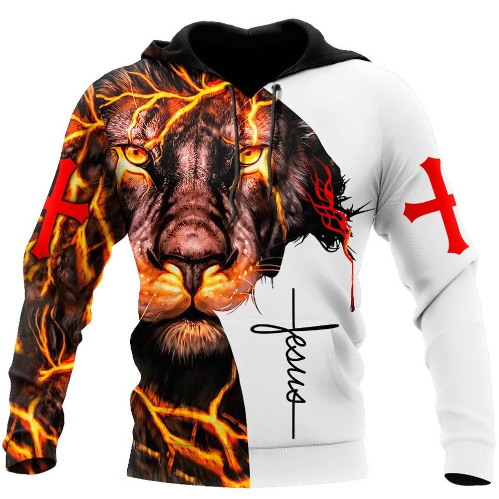 Jesus Christ Fear Not For Jesus Lion And Cross God 3D Hoodie For Man And Women, Jesus Printed 3D Hoodie