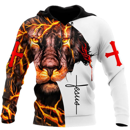 Jesus Christ Fear Not For Jesus Lion And Cross God 3D Hoodie For Man And Women, Jesus Printed 3D Hoodie
