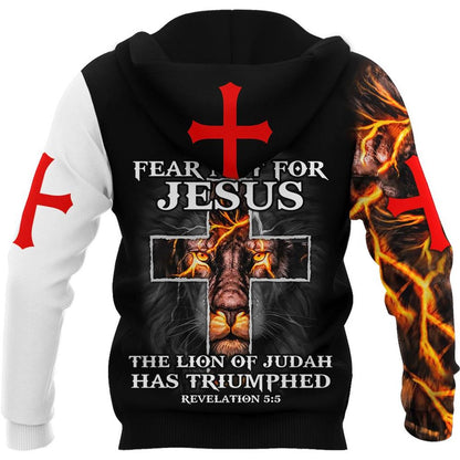 Jesus Christ Fear Not For Jesus Lion And Cross God 3D Hoodie For Man And Women, Jesus Printed 3D Hoodie