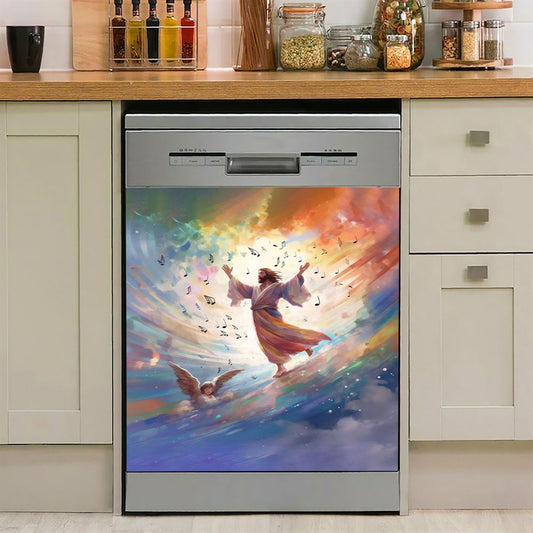 Jesus Christ Give His Hand Dishwasher Cover, White Jesus Dishwasher Stickers, Jesus Kitchen Decor