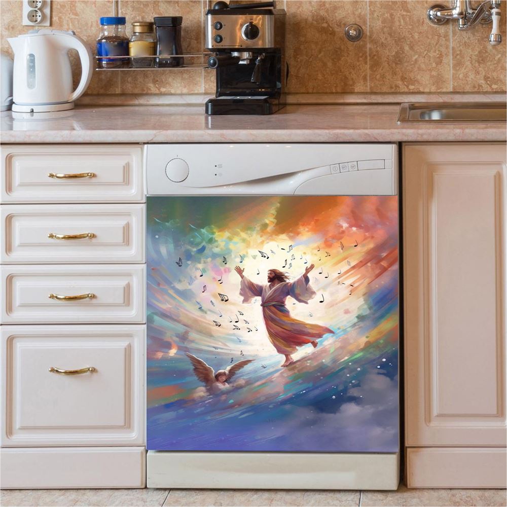 Jesus Christ Give His Hand Dishwasher Cover, White Jesus Dishwasher Stickers, Jesus Kitchen Decor