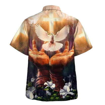 Jesus Christ Hand Hold Dove Hawaiian Shirt For Men, Christian Hawaiian Shirt, Gift For Christian