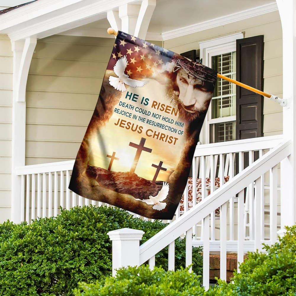 Jesus Christ He Is Risen Flag, Outdoor Christian House Flag, Christian Flag, Scripture Flag, Garden Banner