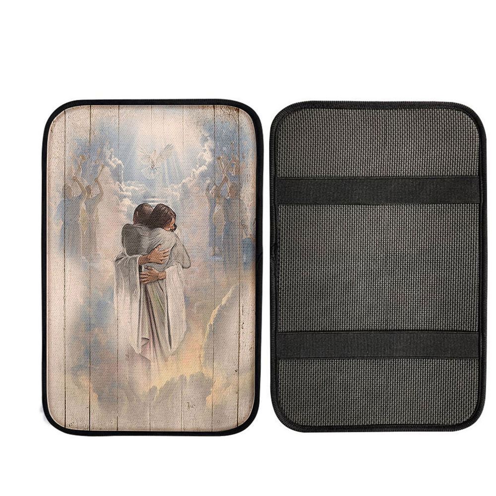 Jesus Christ Hugging Man In Heaven Car Armrest Pad, Christian Car Armrest Accessories