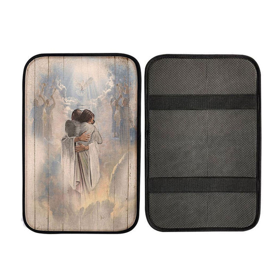 Jesus Christ Hugging Man In Heaven Car Armrest Pad, Christian Car Armrest Accessories