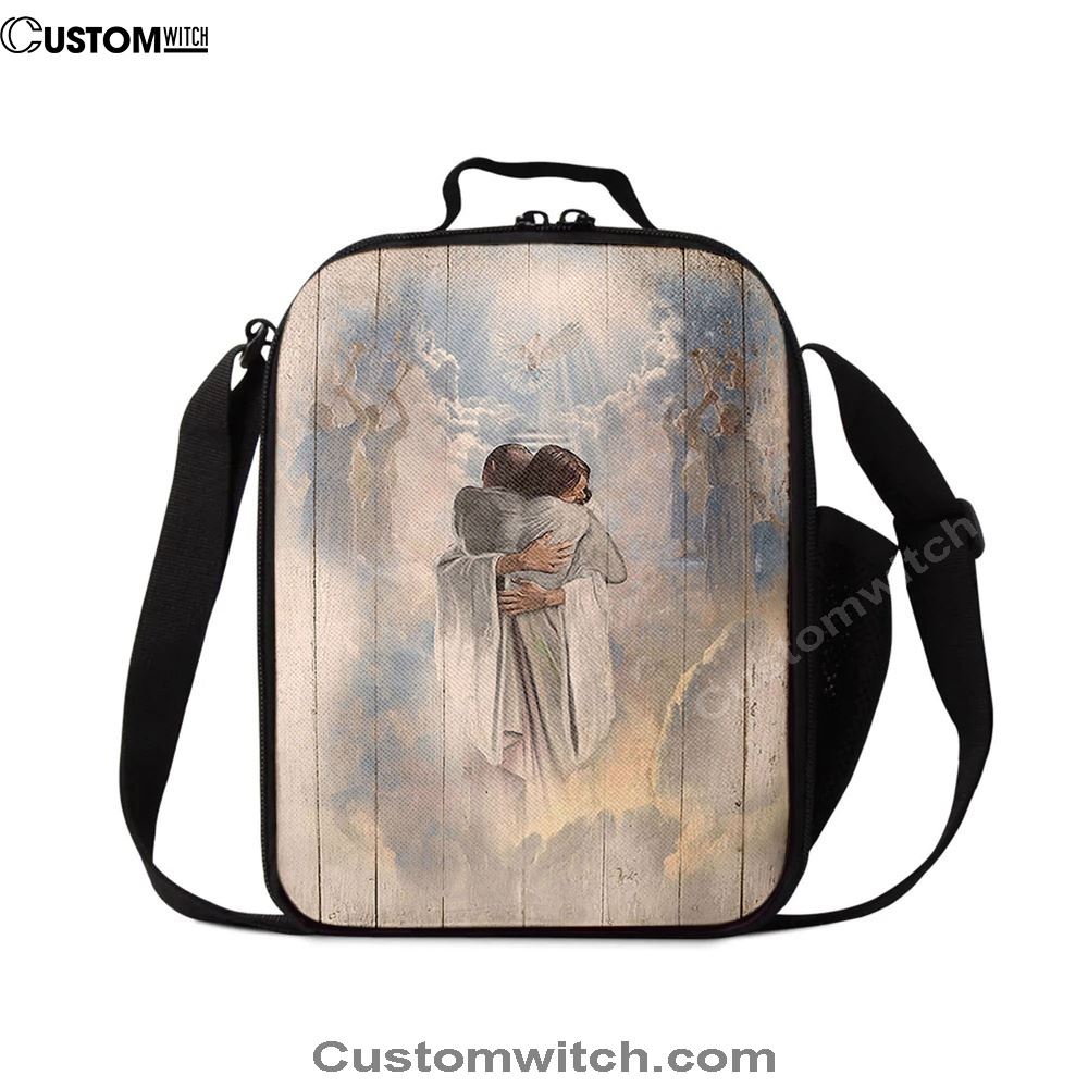 Jesus Christ Hugging Man In Heaven Lunch Bag, Christian Lunch Box For School, Picnic