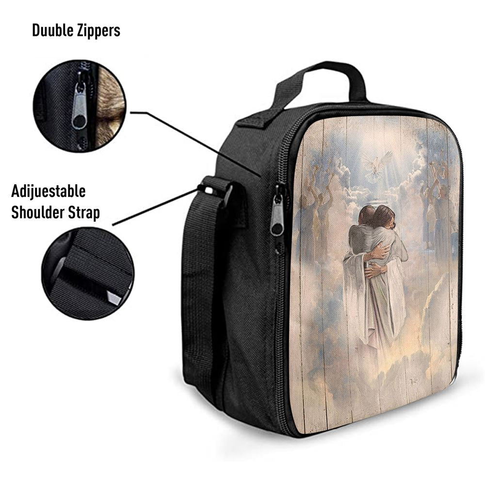 Jesus Christ Hugging Man In Heaven Lunch Bag, Christian Lunch Box For School, Picnic