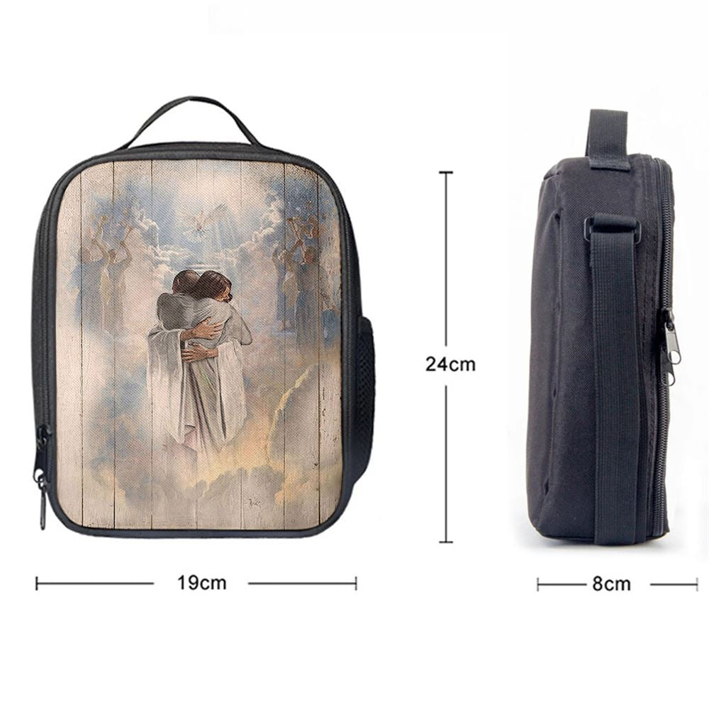 Jesus Christ Hugging Man In Heaven Lunch Bag, Christian Lunch Box For School, Picnic