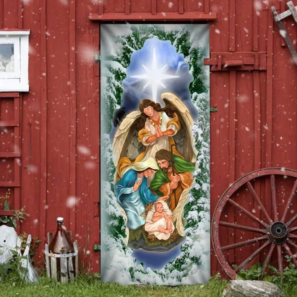 Jesus Christ Is Born Family Nativity Night Door Cover, Christian Door Decor, Door Christian Church, Christian Door Plaques