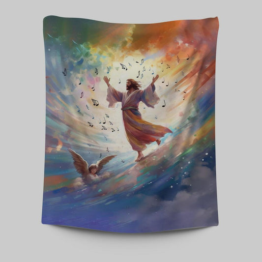 Jesus Christ Is Dancing Tapestry Prints - Jesus Tapestry Art - Christian Wall Art Decor
