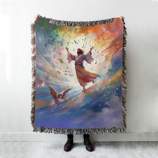 Jesus Christ Is Dancing Woven Blanket Prints - Jesus Woven Blanket Art - Christian Throw Blanket Decor