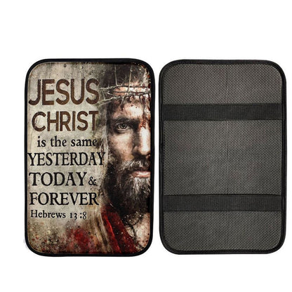 Jesus Christ Is The Same Yesterday Today And Forever Car Armrest Pad - Hand Of God Car Center Console Cover