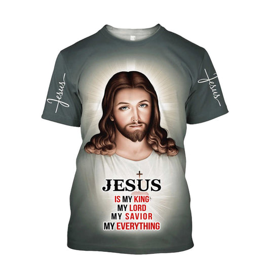 Jesus Christ Jesus Is My King Jesus All Over Print 3D T-Shirt, Gift For Christian, Jesus Shirt