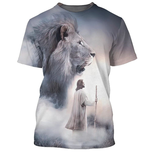Jesus Christ Lion All Over Print 3D T-Shirt, Gift For Christian, Jesus Shirt