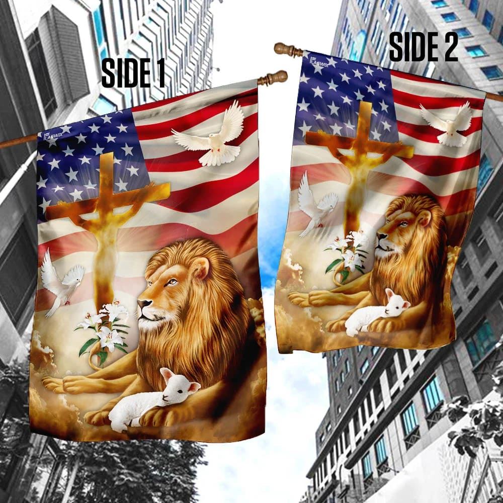 Jesus Christ Lion And Lamb Flag, Outdoor Christian House Flag, Christian Flag, Scripture Flag, Garden Banner