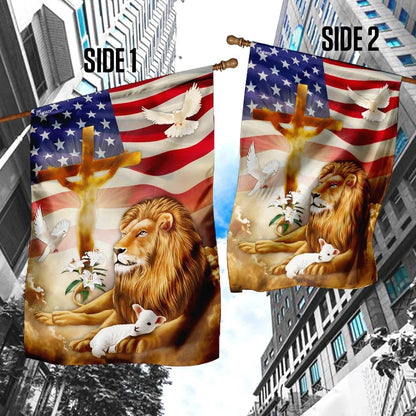 Jesus Christ Lion And Lamb Flag, Outdoor Christian House Flag, Christian Flag, Scripture Flag, Garden Banner