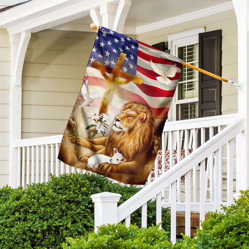 Jesus Christ Lion And Lamb Flag, Outdoor Christian House Flag, Christian Flag, Scripture Flag, Garden Banner
