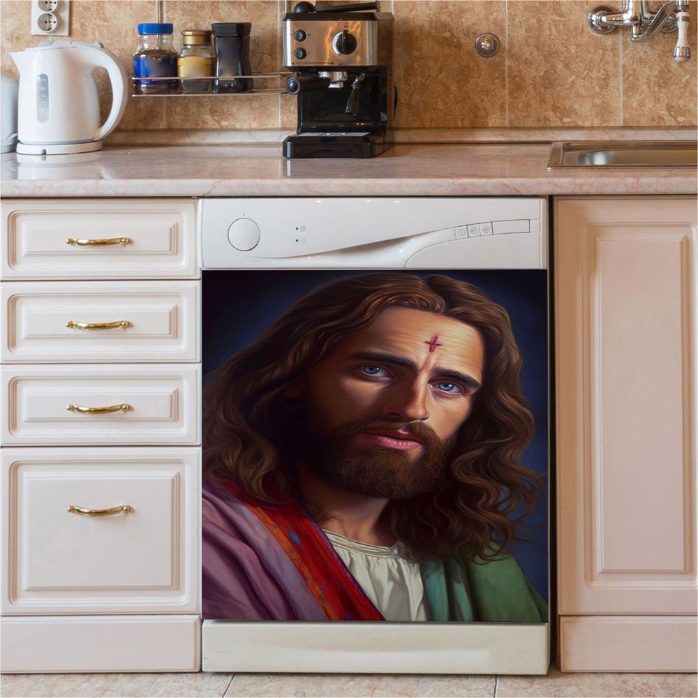 Jesus Christ Lion Face Warrior Dishwasher Cover, Christian Dishwasher Stickers, Religious Kitchen Decor