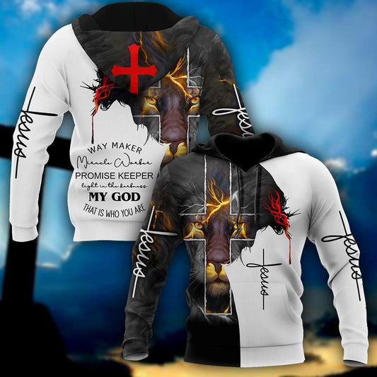 Jesus Christ Lion Way Maker Miracle Worker God 3D Hoodie For Man And Women, Jesus Printed 3D Hoodie