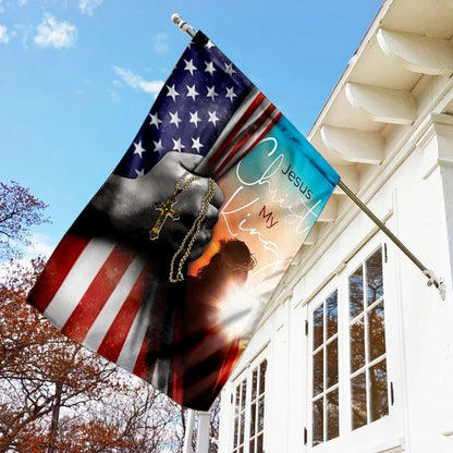 Jesus Christ My King Flag, Outdoor Christian House Flag, Christian Flag, Scripture Flag, Garden Banner