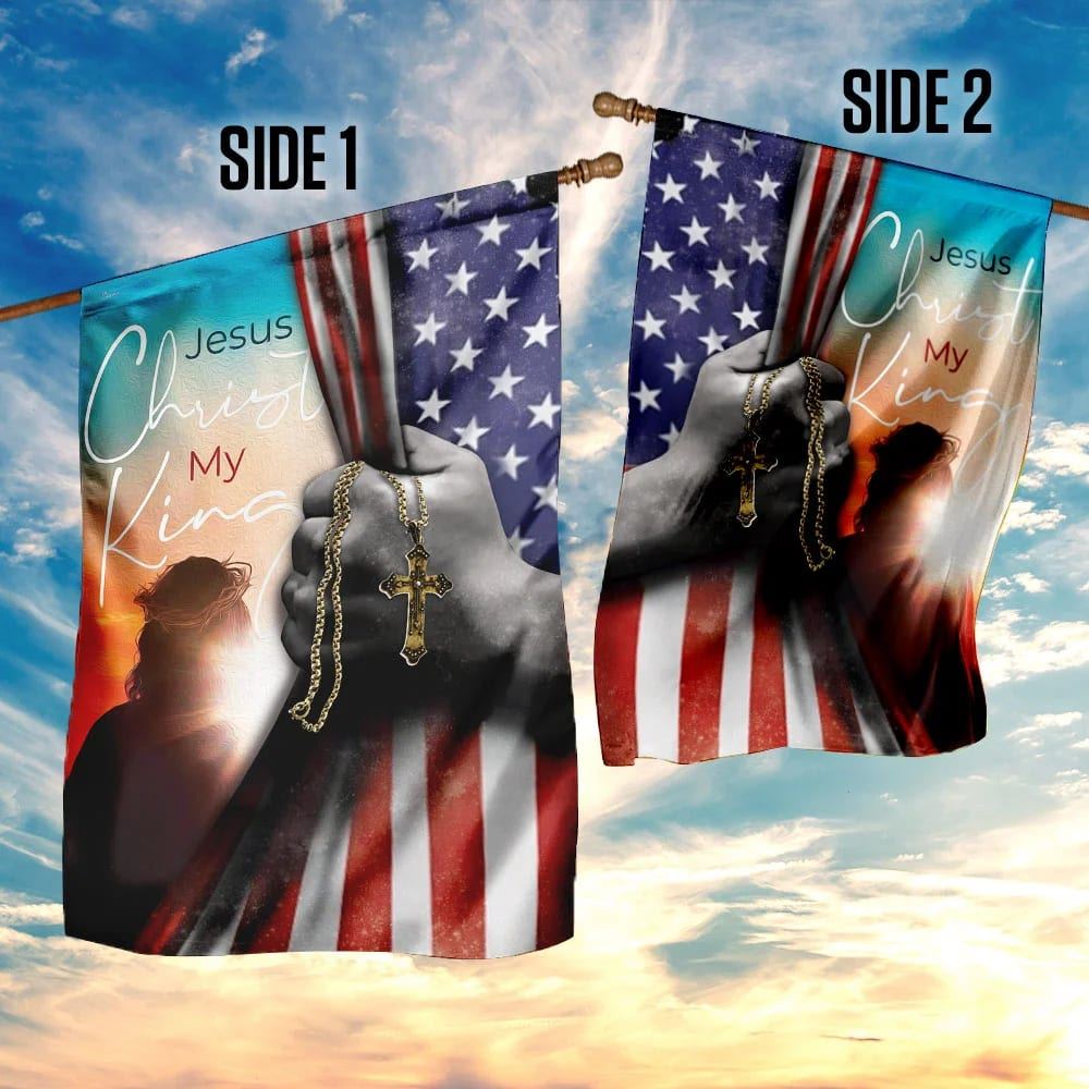 Jesus Christ My King Flag, Outdoor Christian House Flag, Christian Flag, Scripture Flag, Garden Banner