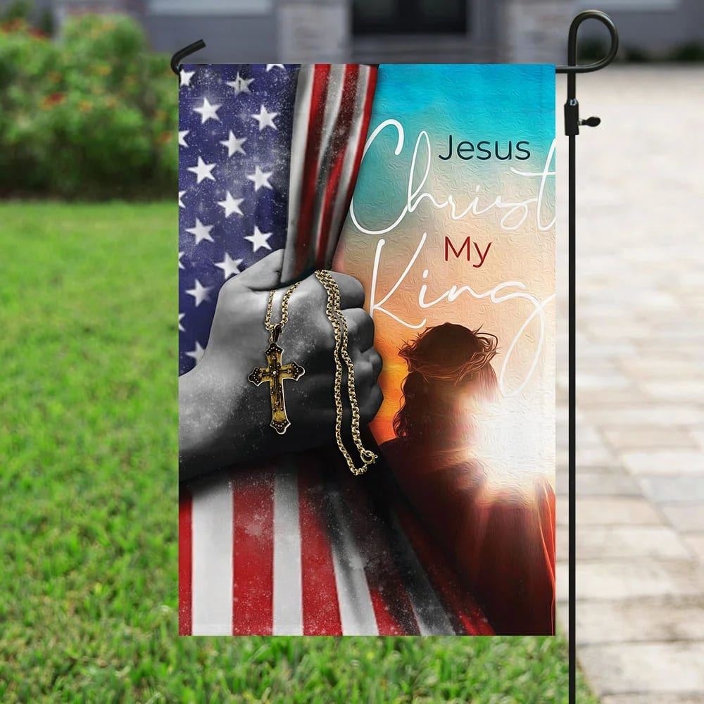 Jesus Christ My King Flag, Outdoor Christian House Flag, Christian Flag, Scripture Flag, Garden Banner