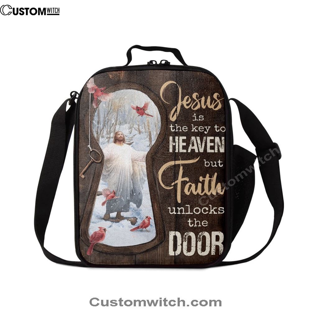 Jesus Christ Northern Cardinal Lunch Bag - Jesus Is The Key To Heaven Lunch Bag, Christian Lunch Box For School, Picnic