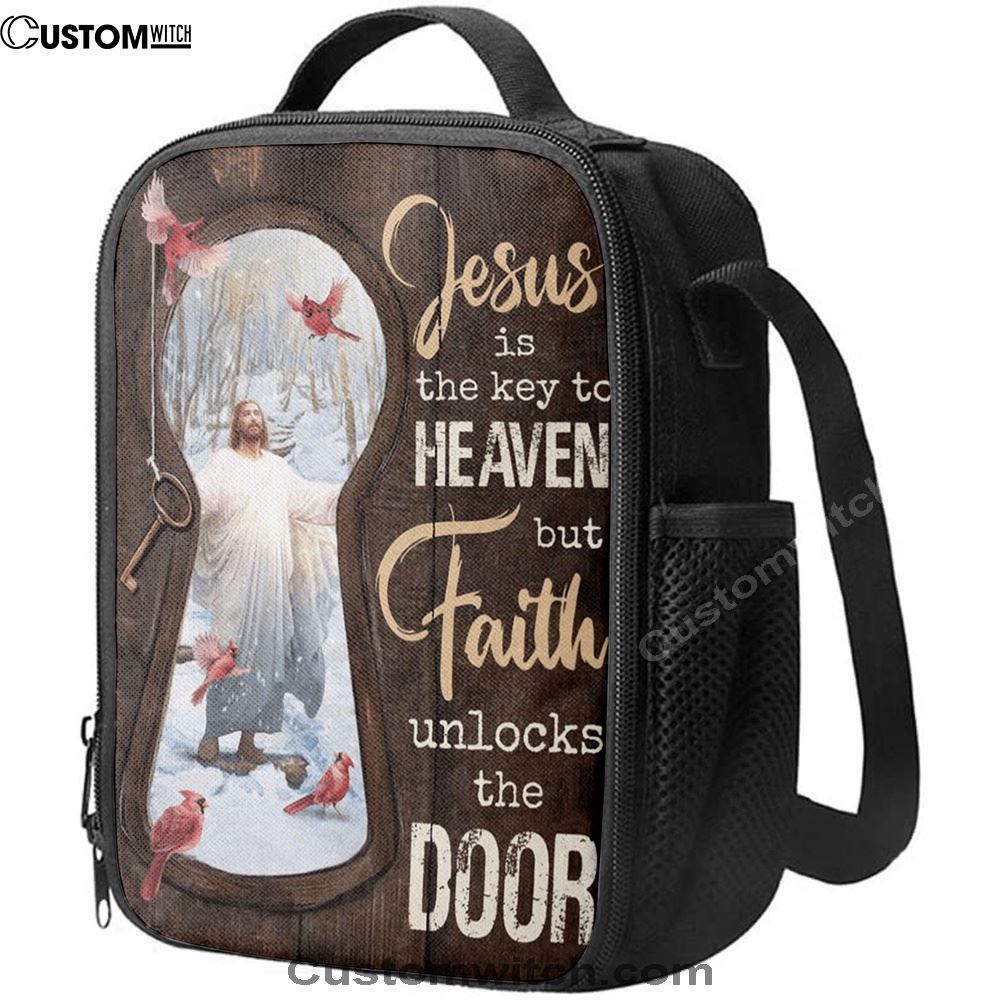Jesus Christ Northern Cardinal Lunch Bag - Jesus Is The Key To Heaven Lunch Bag, Christian Lunch Box For School, Picnic