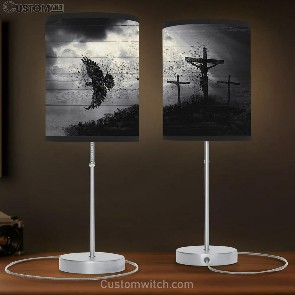 Jesus Christ On The Cross Dove Table Lamb Gift - Bible Verse Table Lamb - Religious Bedroom Decor