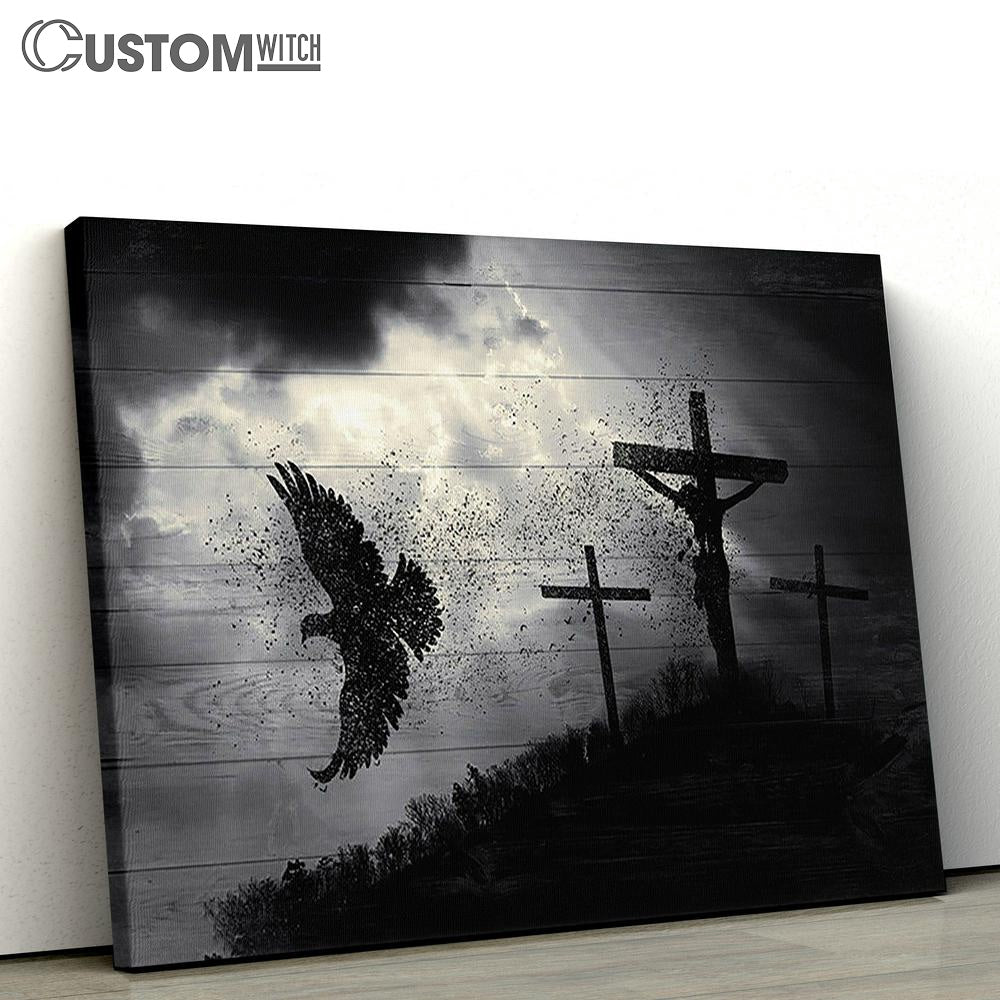Jesus Christ On The Cross Dove Canvas Wall Art - Bible Verse Canvas - Religious Prints