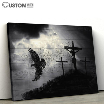 Jesus Christ On The Cross Dove Canvas Wall Art - Bible Verse Canvas - Religious Prints