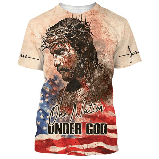 Jesus Christ One Nation Under God All Over Print 3D T-Shirt, Gift For Christian, Jesus Shirt