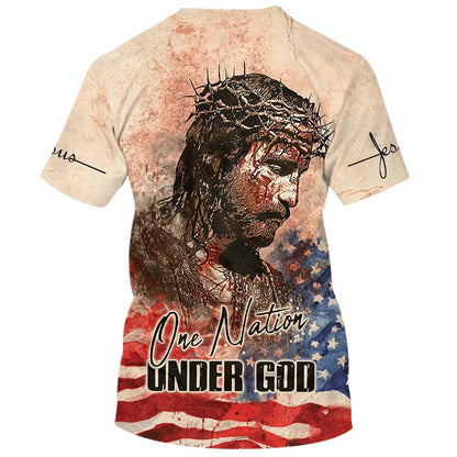 Jesus Christ One Nation Under God All Over Print 3D T-Shirt, Gift For Christian, Jesus Shirt