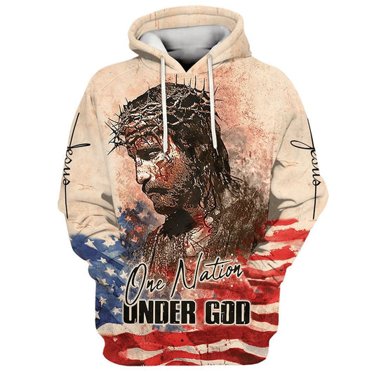 Jesus Christ One Nation Under God Hoodies Jesus Hoodie Men & Women, God 3D Printed Hoodie, Christian Apparel Hoodies