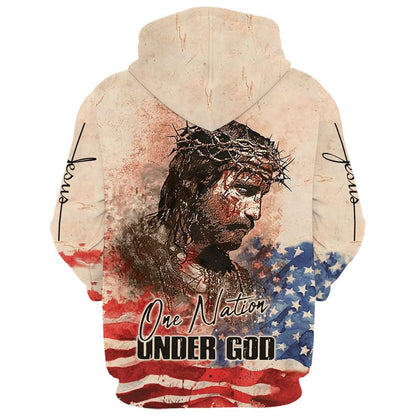 Jesus Christ One Nation Under God Hoodies Jesus Hoodie Men & Women, God 3D Printed Hoodie, Christian Apparel Hoodies