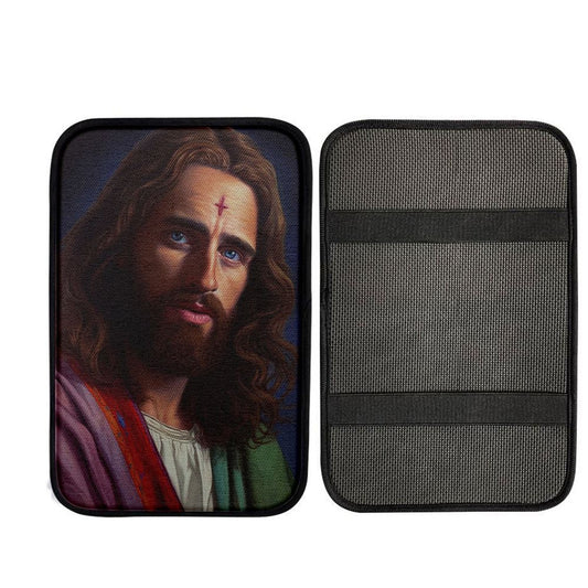 Jesus Christ Painting Car Center Console Cover, Christian Car Armrest Accessories