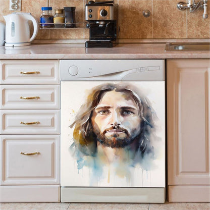 Jesus Christ Painting Dishwasher Cover, Jesus Dishwasher Stickers, Christian Kitchen Decor
