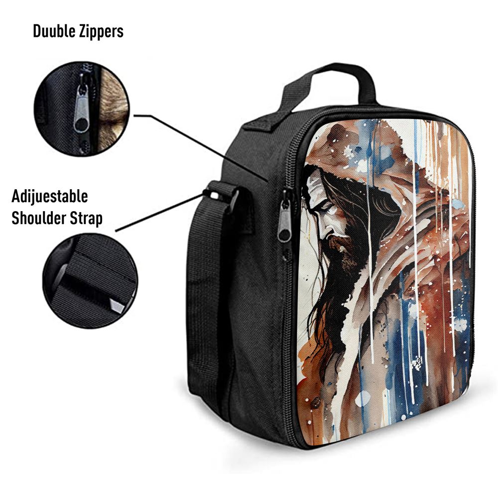 Jesus Christ Pictures Lunch Bag - Jesus Art, Christian Lunch Box For School, Picnic