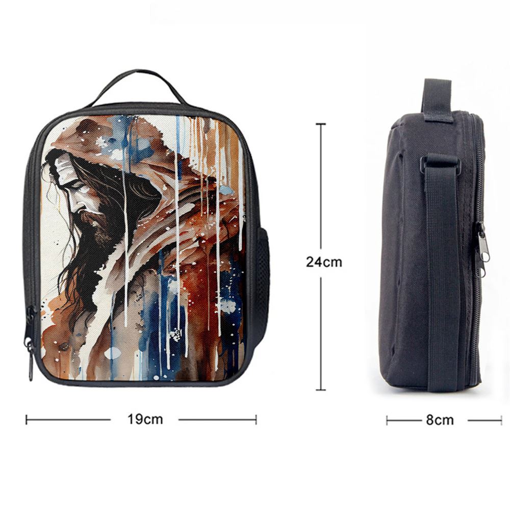 Jesus Christ Pictures Lunch Bag - Jesus Art, Christian Lunch Box For School, Picnic