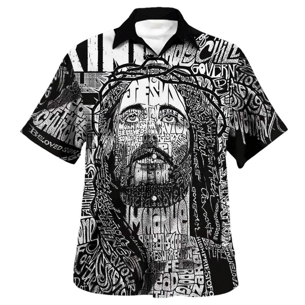 Jesus Christ Portrait Bible Quote Hawaiian Shirt For Men, Christian Hawaiian Shirt, Gift For Christian